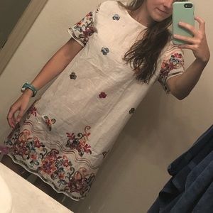 White embroidered tunic dress
